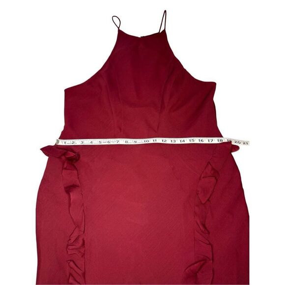 ASOS Design high neck ruffled maxi dress in berry - 14 - Picture 9 of 12